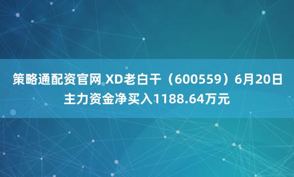 策略通配资官网 XD老白干（600559）6月20日主力资金净买入1188.64万元